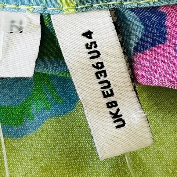 NWT ASOS Design Satin Floral Midi Tea Dress Size 4 Button Front Fluted Sleeves - Picture 12 of 14